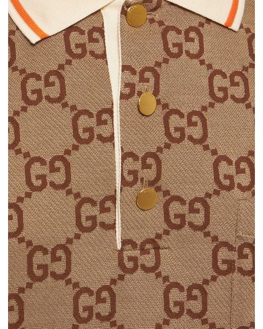 メンズ Gucci Maxi Gg シルク&コットンポロシャツ Brown