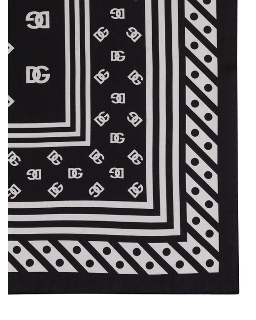 Dolce & Gabbana Black Twill Scarf With All-Over Dg Logo (70 X 70)