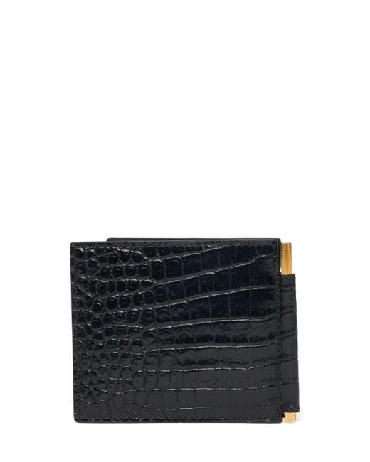 Tom Ford Black Crocodile-embossed Leather Wallet for men
