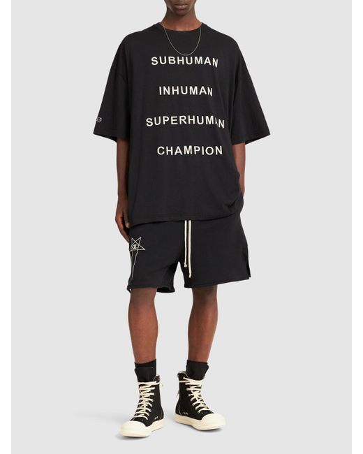 Rick Owens Black Champion Tommy T Cotton T-Shirt for men