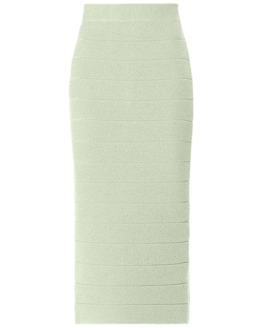 Hervé Léger Green Stretch Knit Midi Pencil Skirt
