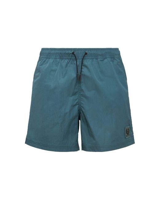 Belstaff Synthetic Logo Nylon Swim Shorts in Faded Teal (Blue) for Men Lyst
