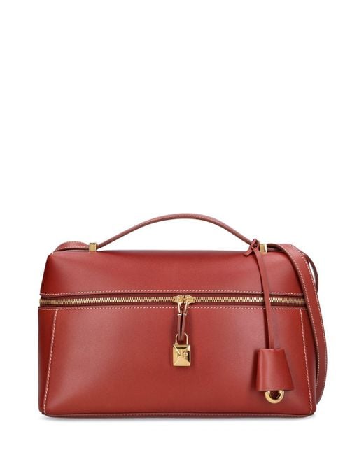 Loro Piana Red Extra Bag 27 Leather Top Handle Bag