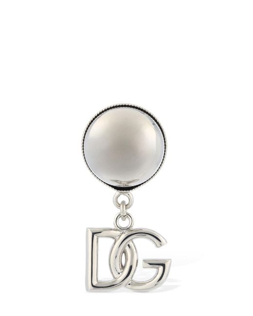 Dolce & Gabbana White Mono-ohrring "dg"