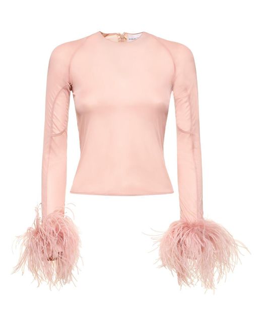 Crop top en jersey et plumes alero 16Arlington en coloris Pink