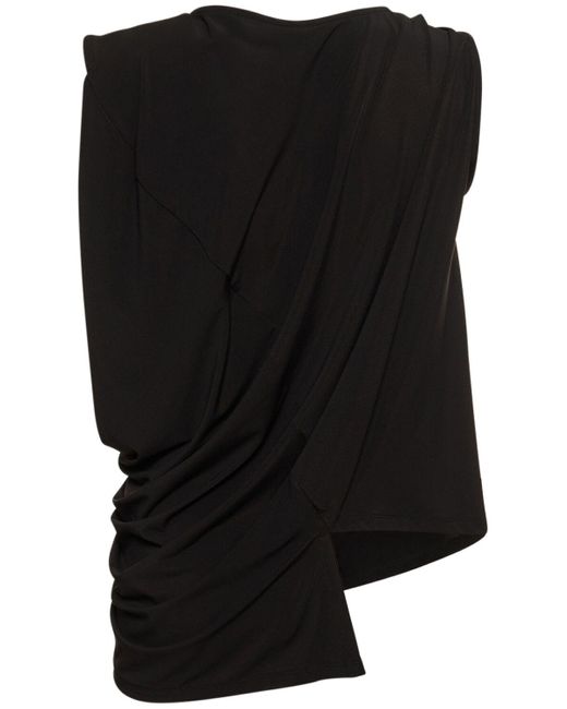Haut sans manches en jersey drapé à col ras-du-cou Issey Miyake en coloris Black