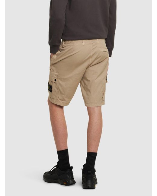 Stone Island Natural Stretch Cotton Logo Patch Shorts for men