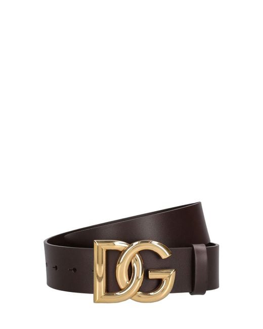 Dolce & Gabbana White 4cm Logo Leather Belt for men