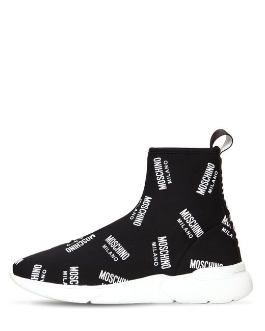 Moschino Black 20mm Logo Knit Sock Sneakers