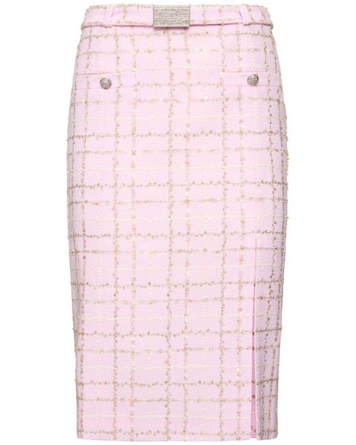 Falda de tweed con lentejuelas Alessandra Rich de color Pink