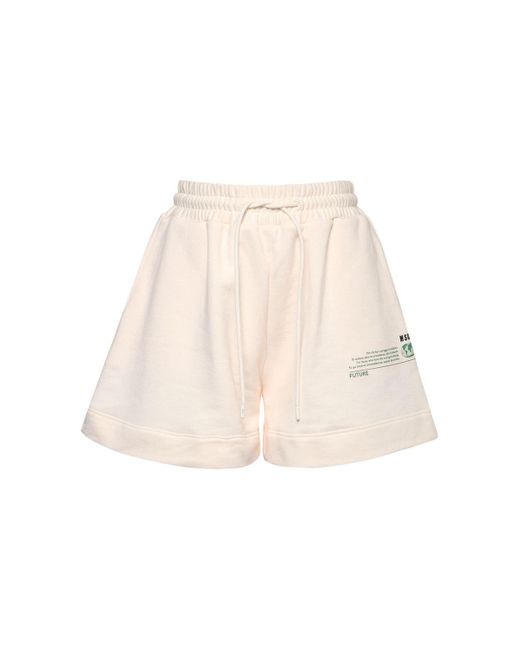 MSGM White Organic Cotton Sweat Shorts