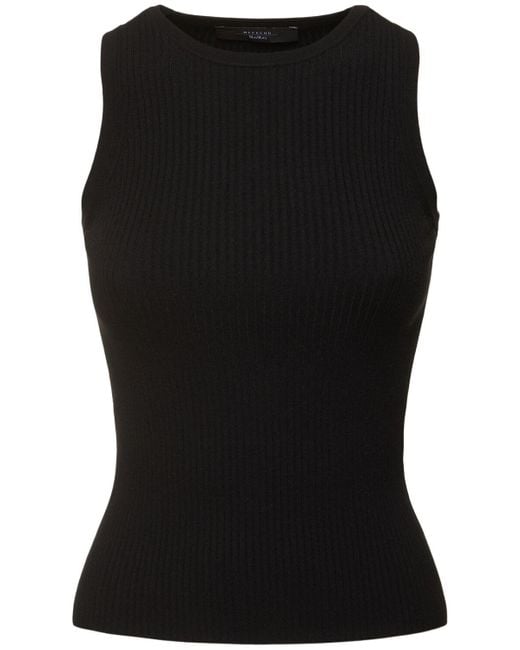 Weekend by Maxmara Black Olimpo Sleeveless Rib Knit Top