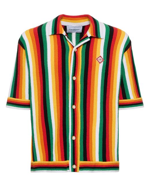 Casablancabrand Multicolor Striped Cotton & Nylon Toweling Shirt for men