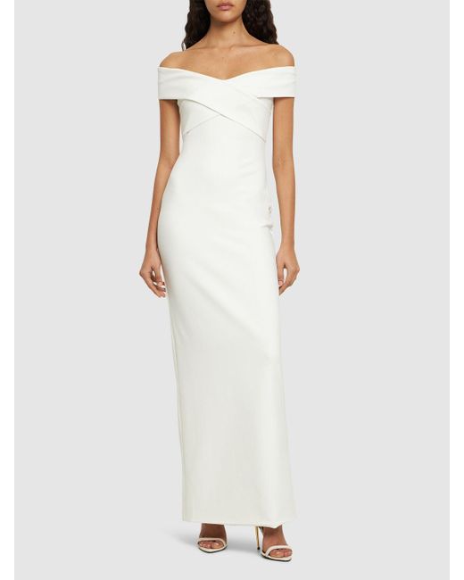 Ines crepe knit maxi dress di Solace London in White
