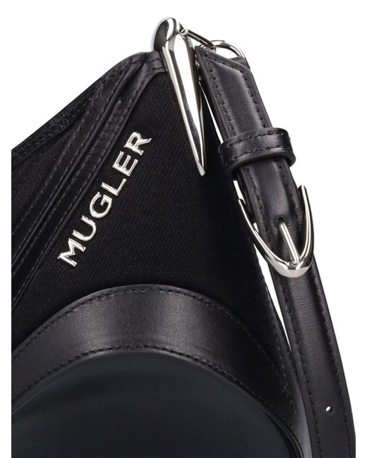 Mugler Black Medium Spiral Embossed Denim Bag for men