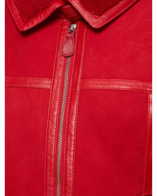 Giacca cosmo in pelle con zip di Saks Potts in Red