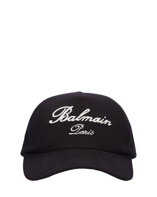 Gorra de baseball de algodón con logo Balmain de hombre de color Black