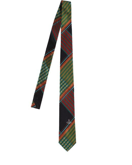 Vivienne Westwood Black 7cm Tartan Silk Tie for men