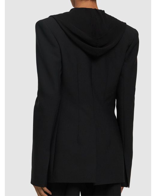 Nensi Dojaka Black Tailored Wool Blend Blazer W/ Hood