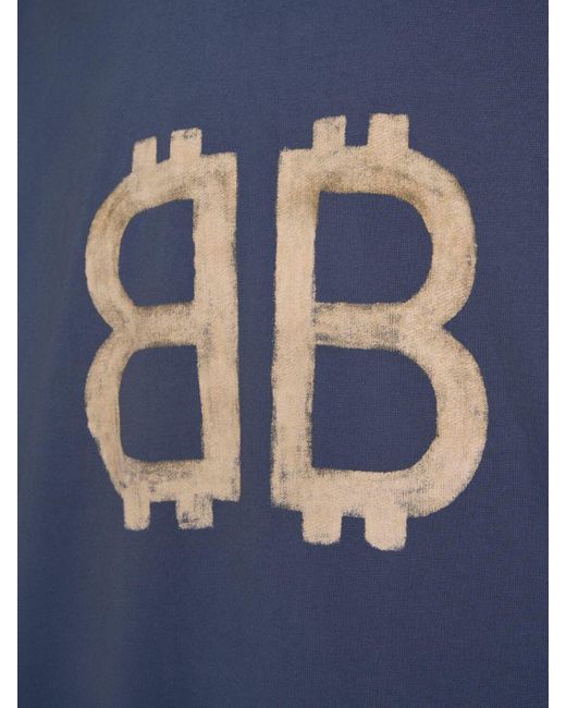 T-shirt en coton vintage imprimé crypto Balenciaga pour homme en coloris Blue
