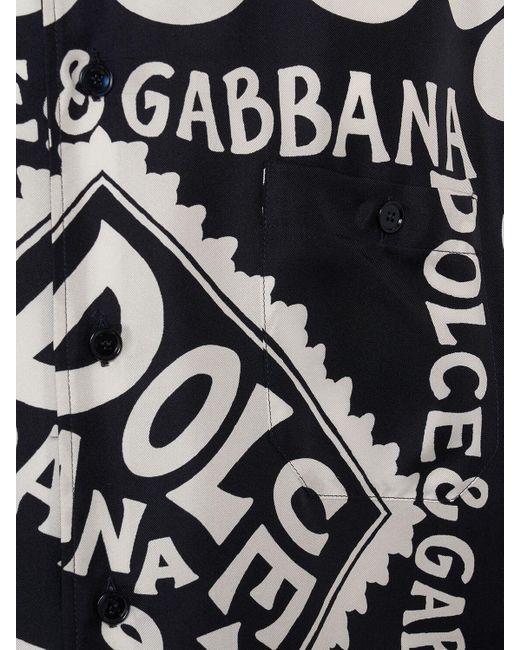 メンズ Dolce & Gabbana Bandana シルクツイルボウリングシャツ Black