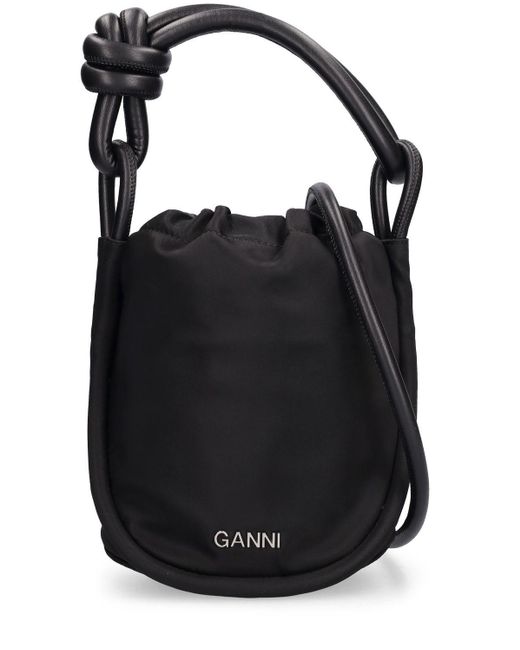 Ganni Black Small Knot Recycled Tech Bucket Bag