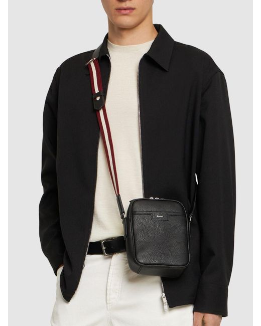 Bally Black Code Cross Leather Crossbody Bag for men