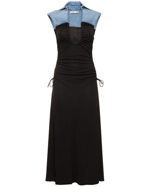 Christopher Esber Sevilla Denim & Jersey Midi Dress in Black | Lyst Canada
