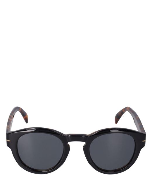 David Beckham Black Db Round Acetate Sunglasses for men