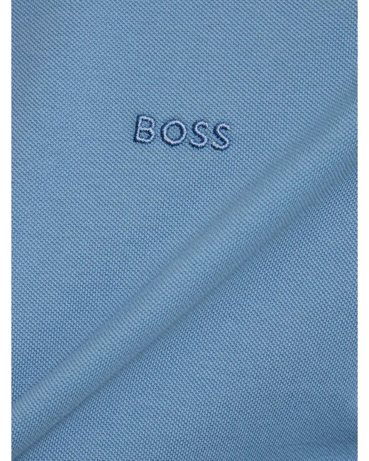 メンズ Boss Pallas コットンポロシャツ Blue