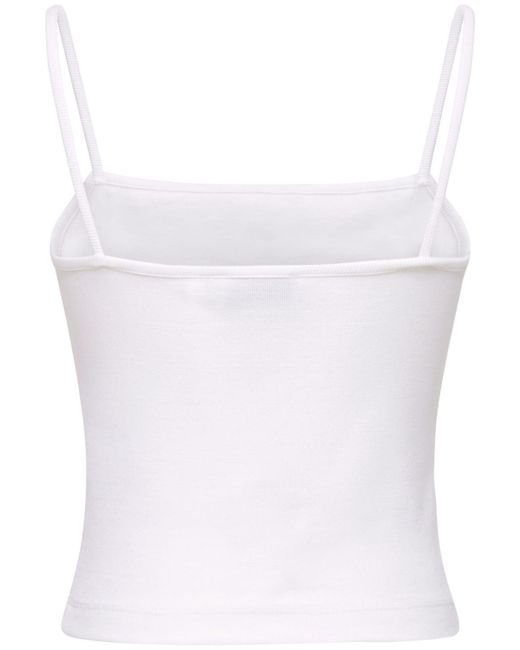 DIESEL White Stretch Cotton Jersey Logo Tank Top