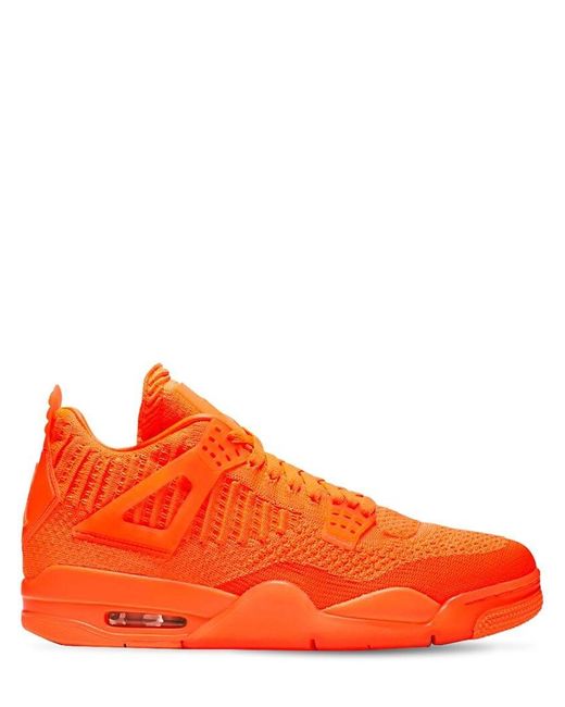 Nike Orange Air Jordan 4 Retro Flyknit Sneakers for men
