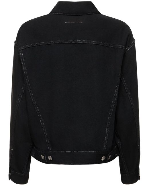 Giacca in denim overdyed di MM6 by Maison Martin Margiela in Black