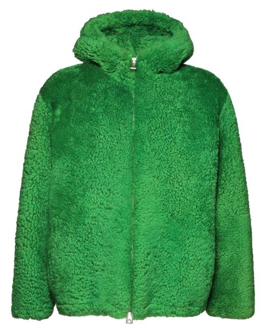Bottega Veneta Green Hooded Teddy Shearling Jacket for men