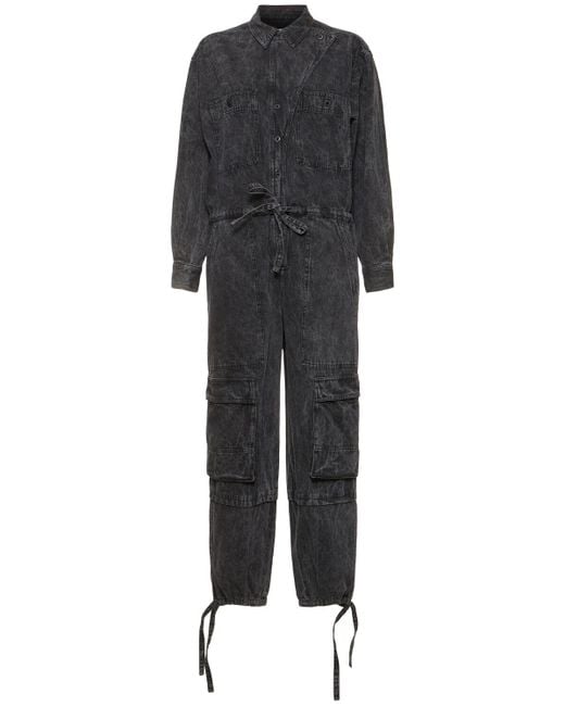 Isabel Marant Black Idany Long Sleeve Cotton Jumpsuit