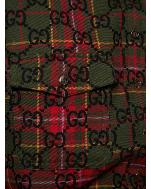 Gucci Red Hemd Aus Wolle Mit Tartanmuster