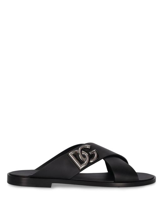 Dolce & Gabbana Black D&g Leather Sandal for men