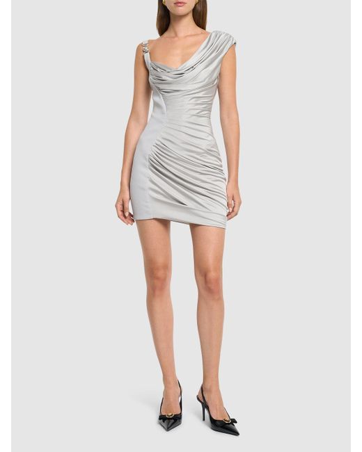 Versace Gray Minikleid Aus Drapiertem Viskosejersey