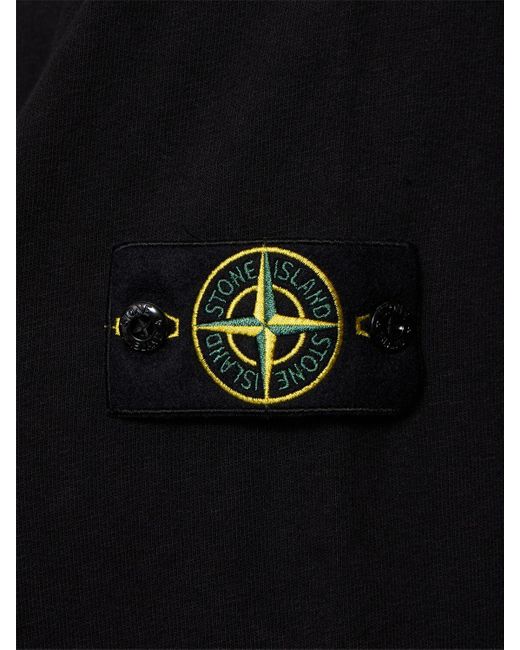 Stone Island Black Cotton Zip Hoodie for men