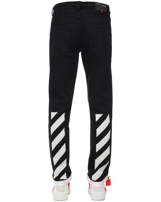 Off-White c/o Virgil Abloh Black Diagonal Stripes Slim Cotton Denim Jeans for men