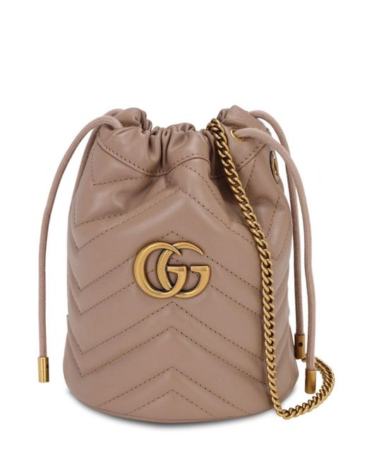 Gucci Brown GG Marmont Mini Bucket Bag