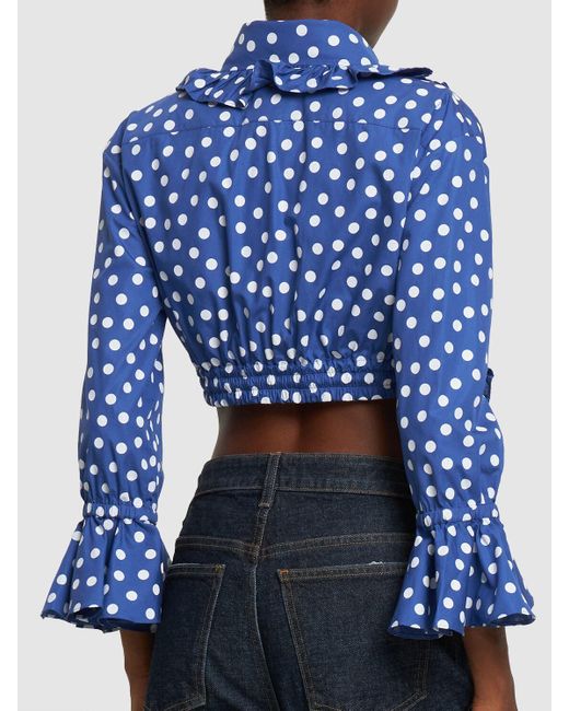Vivienne Westwood Blue Heart Printed Cotton Cropped Shirt