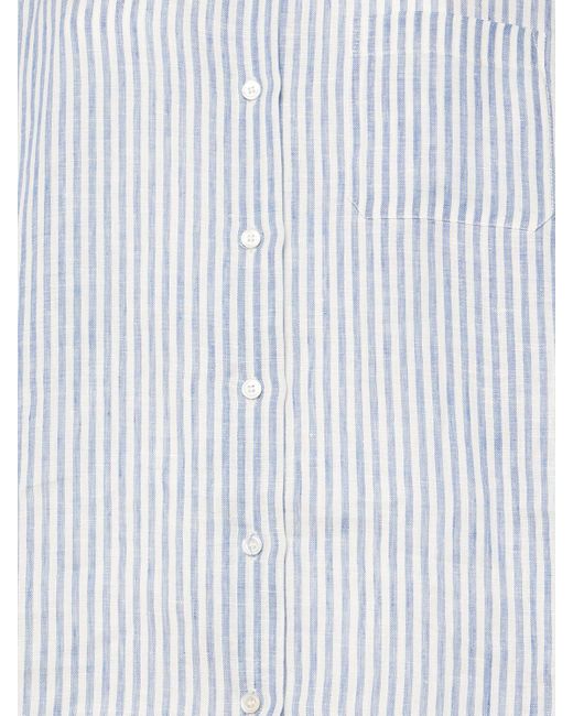 Weekend by Maxmara White Arduino Striped Linen 3/4 Sleeve Shirt