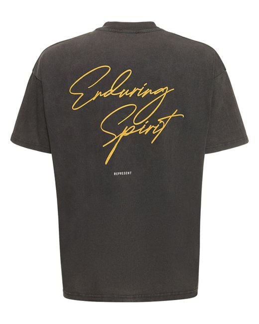 Represent Black Spirit Printed Cotton T-Shirt for men
