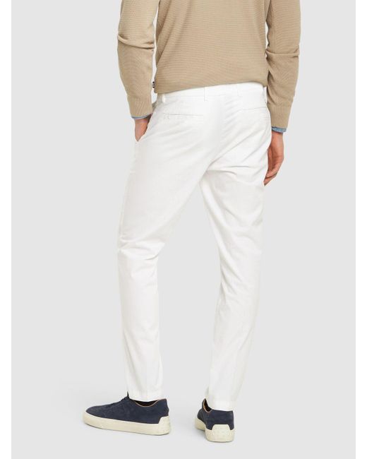 Pantalones de algodón stretch Boss de hombre de color White
