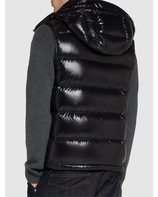 Moncler Black Bormes Hooded Nylon Down Vest for men