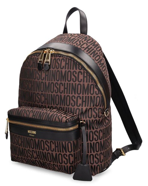 Moschino Black Logo Nylon Jacquard Backpack for men