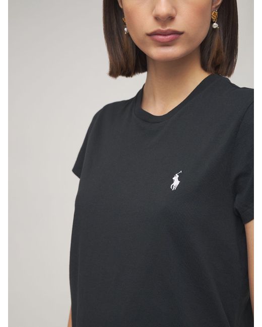 T-shirt in jersey di cotone con logo di Polo Ralph Lauren in Black