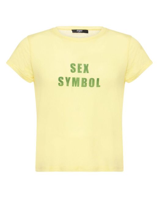 Jaded London Yellow Sex Symbol Flocked Viscose T-shirt for men