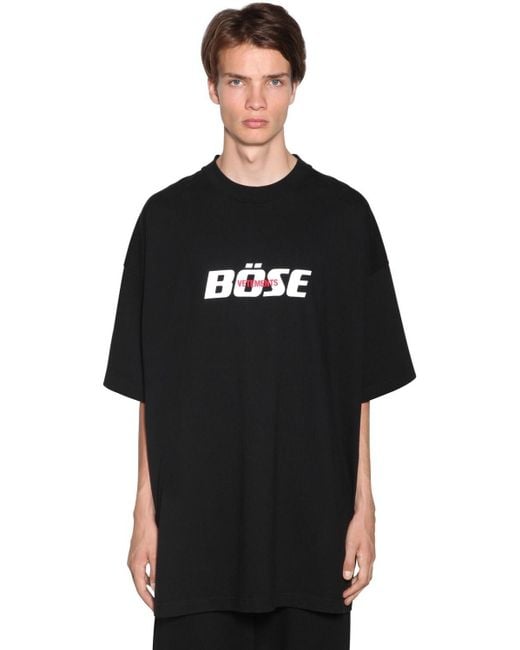 Vetements Black Oversize "bose" Print Cotton T-shirt for men
